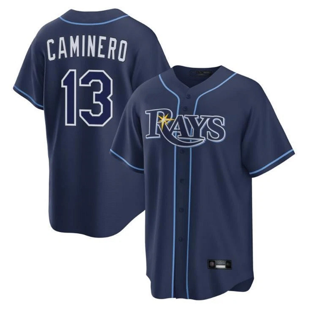 Silnrao T.Bay Rays #13 Junior Caminero Player Navy Home Limited Stitched Jerseys