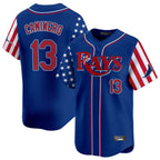 Silnrao T.Bay Rays #13 Junior Caminero Player Royal 2025 Independence Day Vapor Premier Limited Stitched Jerseys