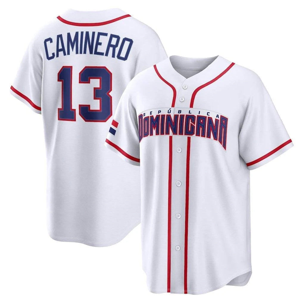 Silnrao T.Bay Rays #13 Junior Caminero Player White 2026 World Classic Limited Stitched Jerseys