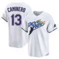 Silnrao T.Bay Rays #13 Junior Caminero Player White City Connect Home Stitched Jerseys