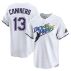 Silnrao T.Bay Rays #13 Junior Caminero Player White City Connect Home Stitched Jerseys