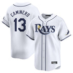 Silnrao T.Bay Rays #13 Junior Caminero Player White Home Limited Stitched Jerseys