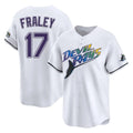 Silnrao T.Bay Rays #17 Jake Fraley Player White City Connect Home Stitched Jerseys