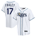 Silnrao T.Bay Rays #17 Jake Fraley Player White Home Game Stitched Jerseys