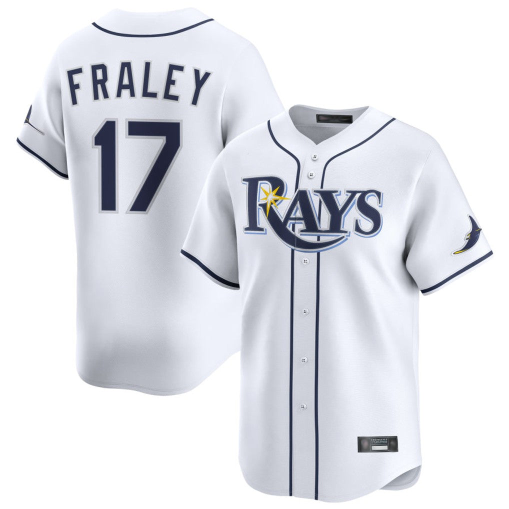 Silnrao T.Bay Rays #17 Jake Fraley Player White Home Limited Stitched Jerseys