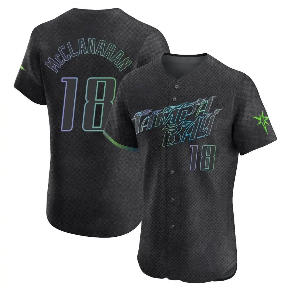Silnrao T.Bay Rays #18 Shane McClanahan Player Black City Connect Home Limited Elite Stitched Jerseys