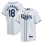 Silnrao T.Bay Rays #18 Shane McClanahan Player White Home Game Stitched Jerseys