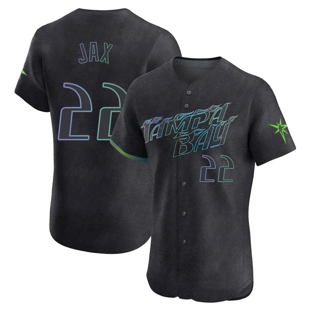 Silnrao T.Bay Rays #22 Griffin Jax Player Black City Connect Home Limited Elite Stitched Jerseys