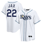 Silnrao T.Bay Rays #22 Griffin Jax Player White Home Game Stitched Jerseys