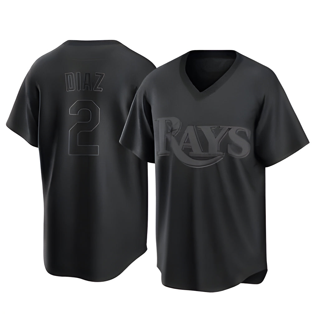 Silnrao T.Bay Rays #2 Yandy Diaz Player Black Home Game Stitched Jerseys