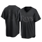 Silnrao T.Bay Rays #2 Yandy Diaz Player Black Home Game Stitched Jerseys