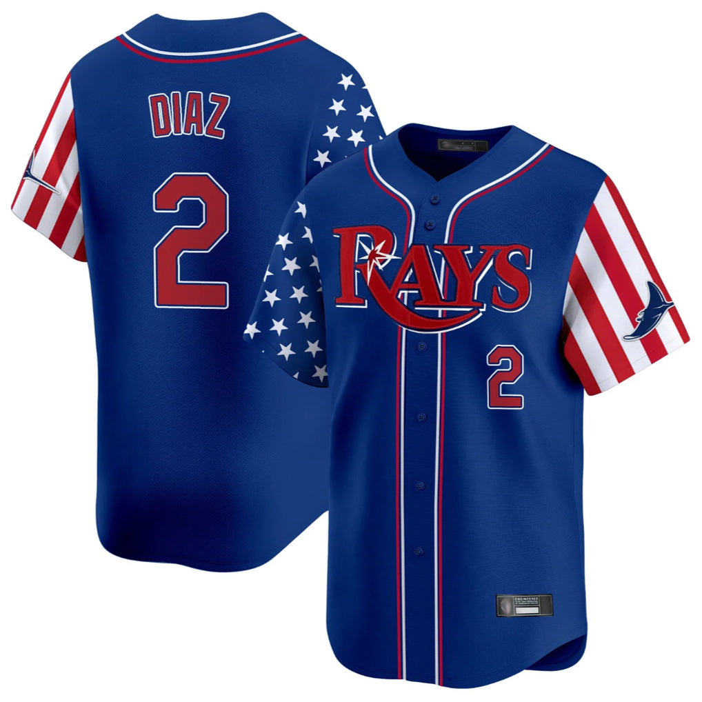 Silnrao T.Bay Rays #2 Yandy Diaz Player Royal 2025 Independence Day Vapor Premier Limited Stitched Jerseys