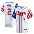 Silnrao T.Bay Rays #2 Yandy Diaz Player White 2025 Independence Day Vapor Premier Limited Stitched Jerseys