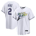 Silnrao T.Bay Rays #2 Yandy Diaz Player White City Connect Home Stitched Jerseys