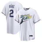 Silnrao T.Bay Rays #2 Yandy Diaz Player White City Connect Home Stitched Jerseys