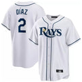 Silnrao T.Bay Rays #2 Yandy Diaz Player White Home Game Stitched Jerseys