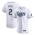 Silnrao T.Bay Rays #2 Yandy Diaz Player White Home Limited Elite Stitched Jerseys