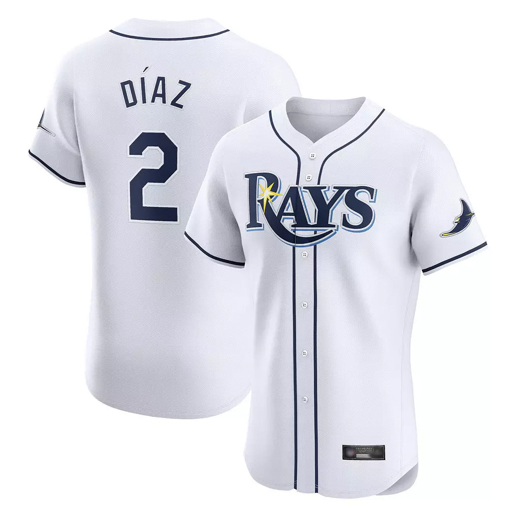 Silnrao T.Bay Rays #2 Yandy Diaz Player White Home Limited Elite Stitched Jerseys
