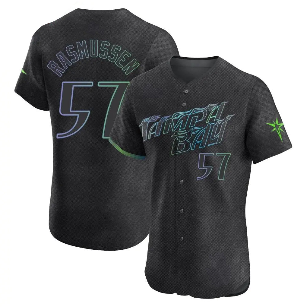Silnrao T.Bay Rays #57 Drew Rasmussen Player Black City Connect Home Limited Elite Stitched Jerseys