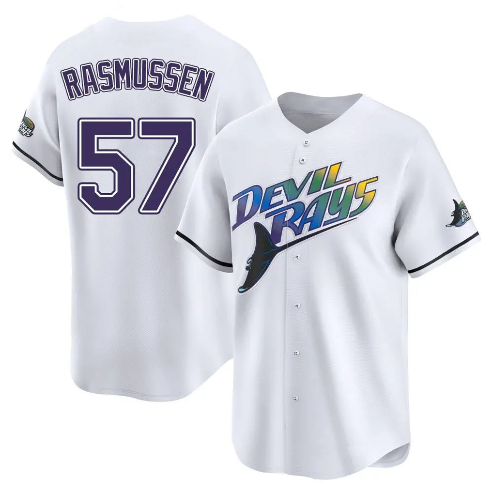 Silnrao T.Bay Rays #57 Drew Rasmussen Player White City Connect Home Stitched Jerseys