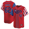 Silnrao T.Bay Rays #62 Jonathan Aranda Player Red 2025 Independence Day Vapor Premier Limited Stitched Jerseys