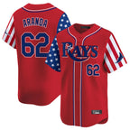 Silnrao T.Bay Rays #62 Jonathan Aranda Player Red 2025 Independence Day Vapor Premier Limited Stitched Jerseys