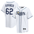 Silnrao T.Bay Rays #62 Jonathan Aranda Player White Home Game Stitched Jerseys