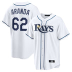 Silnrao T.Bay Rays #62 Jonathan Aranda Player White Home Game Stitched Jerseys
