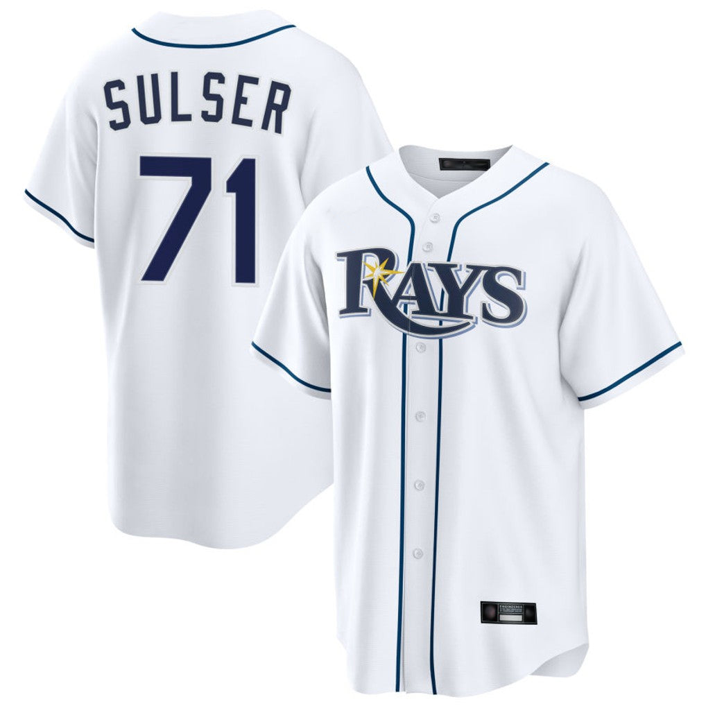 Silnrao T.Bay Rays #71 Cole Sulser Player White Home Game Stitched Jerseys