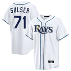 Silnrao T.Bay Rays #71 Cole Sulser Player White Home Game Stitched Jerseys
