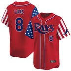 Silnrao T.Bay Rays #8 Brandon Lowe Player Red 2025 Independence Day Vapor Premier Limited Stitched Jerseys