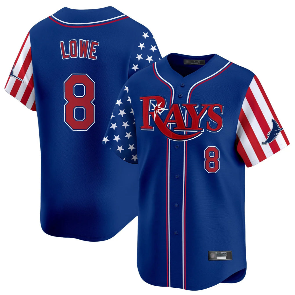 Silnrao T.Bay Rays #8 Brandon Lowe Player Royal 2025 Independence Day Vapor Premier Limited Stitched Jerseys