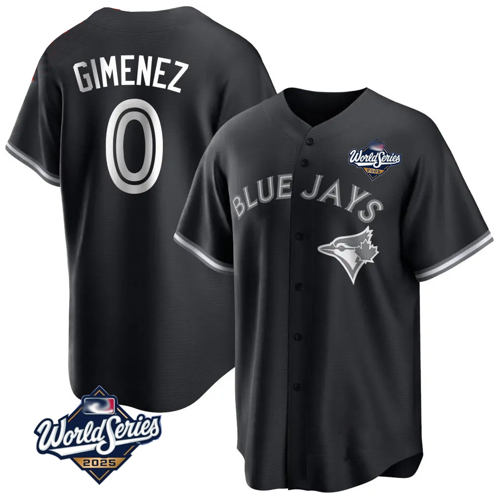 Silnrao T.Blue Jays #0 Andres Gimenez Player Black 2025 World Series Game Stitched Jerseys