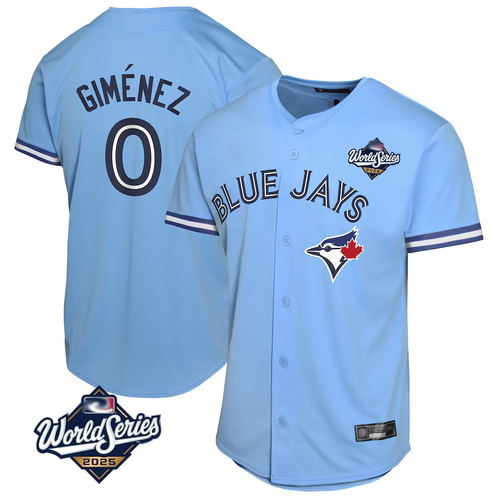 Silnrao T.Blue Jays #0 Andres Gimenez Player Blue 2025 World Series Game Stitched Jerseys