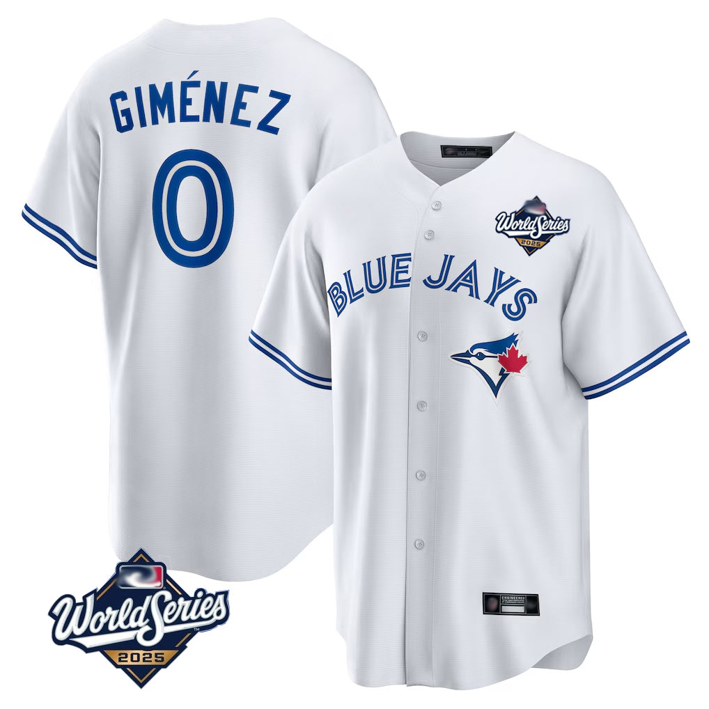 Silnrao T.Blue Jays #0 Andres Gimenez Player White 2025 World Series Game Stitched Jerseys