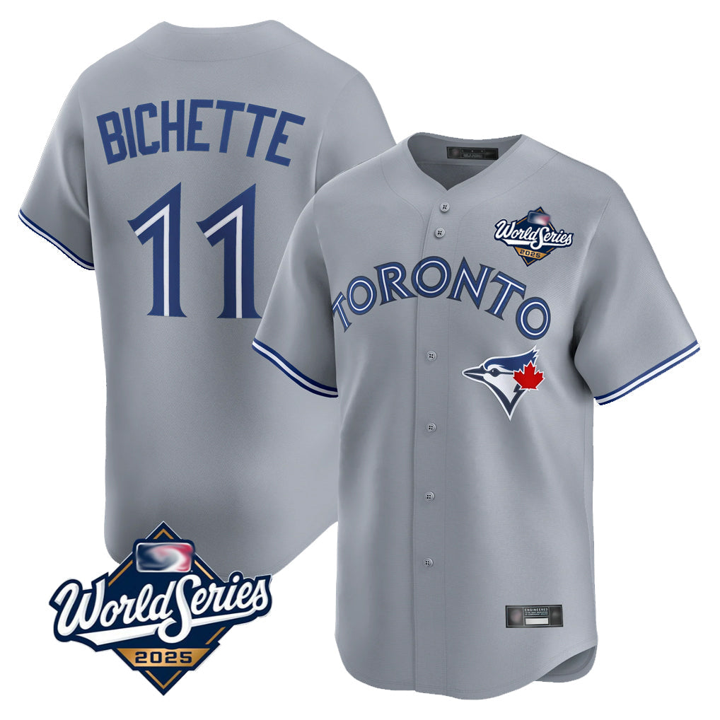 Silnrao T.Blue Jays #11 Bo Bichette Player Gray 2025 World Series Limited Home Stitched Jerseys
