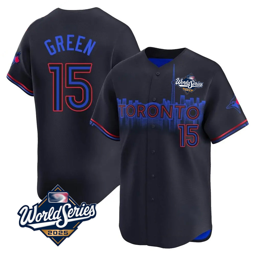 Silnrao T.Blue Jays #15 Chad Green Player Black&Blue 2025 World Series City Connect Stitched Jerseys