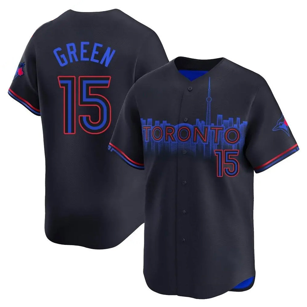 Silnrao T.Blue Jays #15 Chad Green Player Black&Blue City Connect Limited Stitched Jerseys