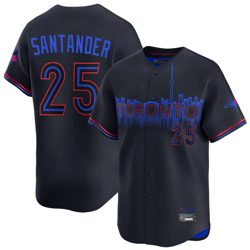 Silnrao T.Blue Jays #25 Anthony Santander Player Black&Blue City Connect Limited Stitched Jerseys
