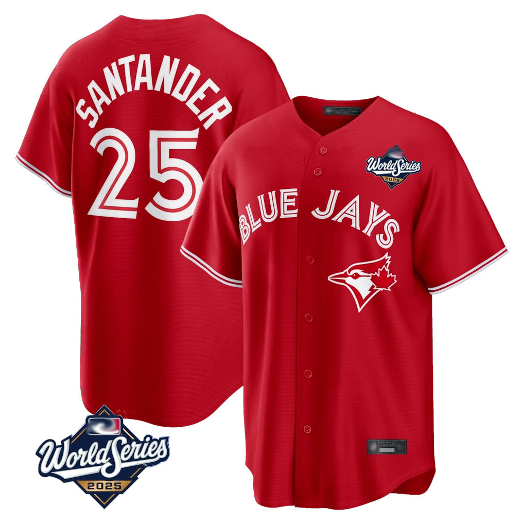 Silnrao T.Blue Jays #25 Anthony Santander Player Red 2025 World Series Home Limited Stitched Jerseys