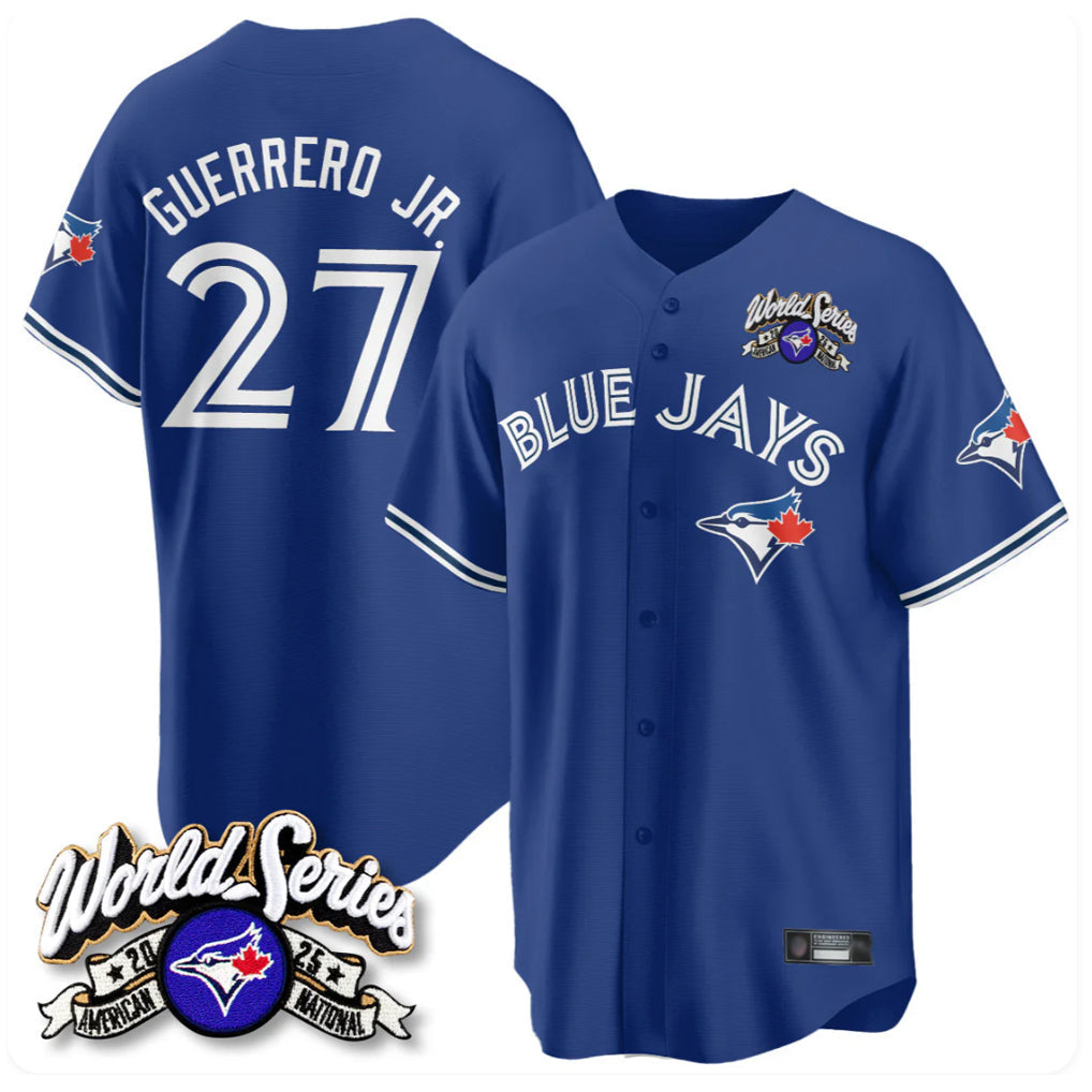 Silnrao T.Blue Jays #27 Vladimir Guerrero Jr. Player Navy 2025 American League All Stitched Jerseys