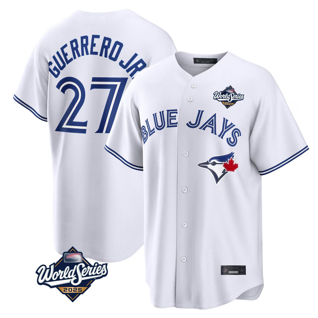 Silnrao T.Blue Jays #27 Vladimir Guerrero Jr. Player White 2025 World Series Game Stitched Jersey