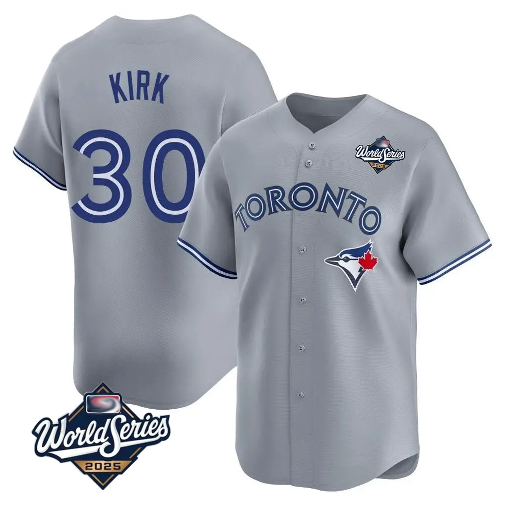 Silnrao T.Blue Jays #30 Alejandro Kirk Player Gray&Blue 2025 World Series Limited Stitched Jerseys