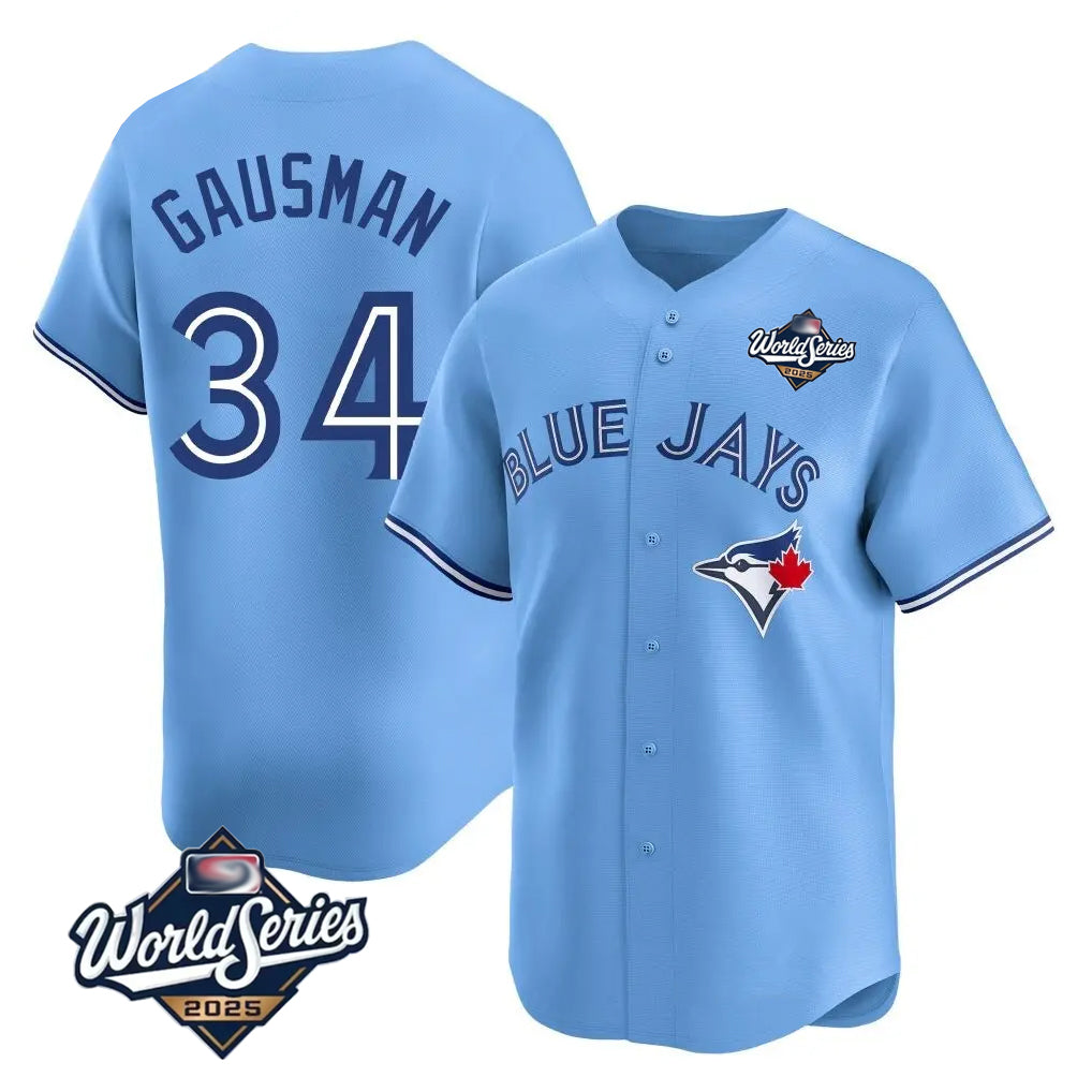 Silnrao T.Blue Jays #34 Kevin Gausman Player Blue 2025 World Series Limited Stitched Jerseys