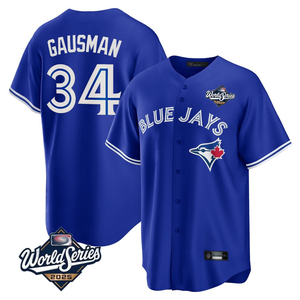 Silnrao T.Blue Jays #34 Kevin Gausman Player Royal 2025 World Series Limited Stitched Jerseys