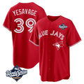 Silnrao T.Blue Jays #39 Trey Yesavage Player Red 2025 World Series Game All Stitched Jerseys