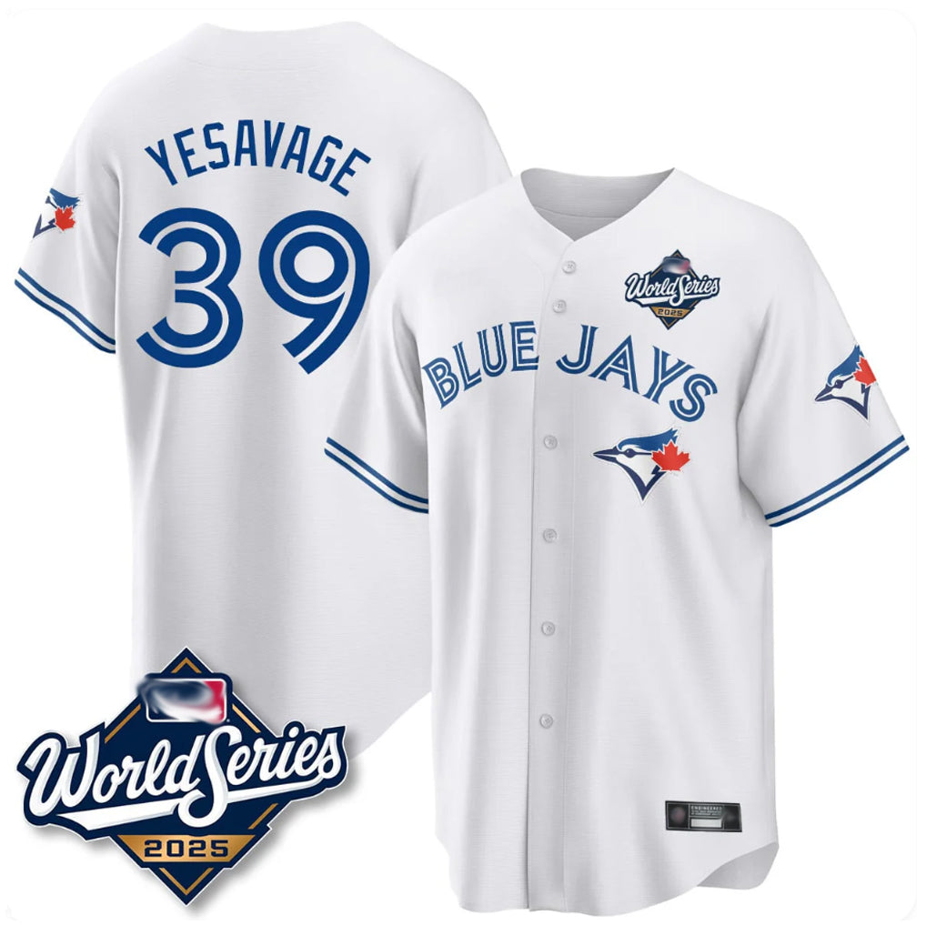 Silnrao T.Blue Jays #39 Trey Yesavage Player White 2025 World Series Game All Stitched Jerseys
