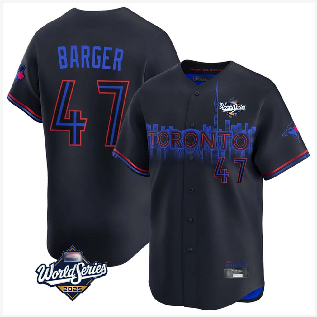 Silnrao T.Blue Jays #47 Addison Barger Player Black 2025 World Series City Connect Stitched Jerseys