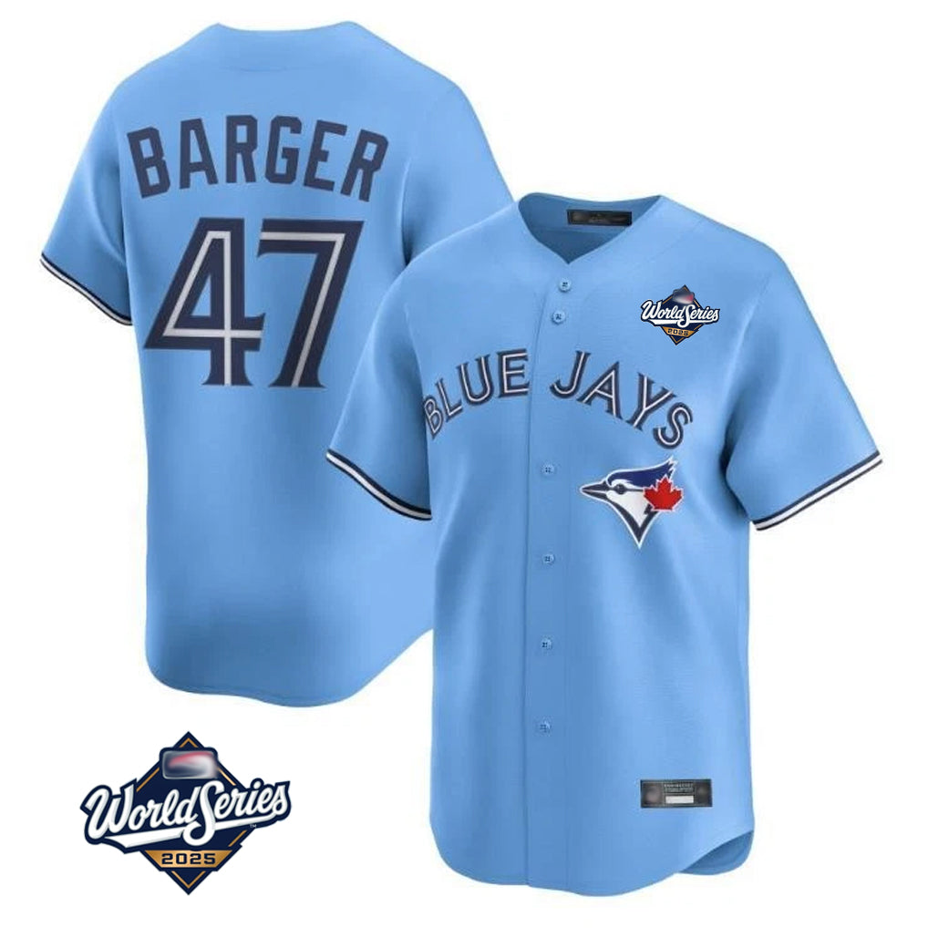 Silnrao T.Blue Jays #47 Addison Barger Player Blue 2025 World Series Limited Stitched Jerseys