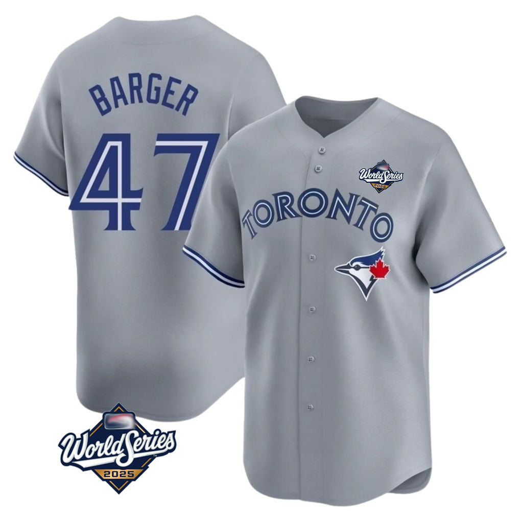 Silnrao T.Blue Jays #47 Addison Barger Player Gray 2025 World Series Stitched Jerseys